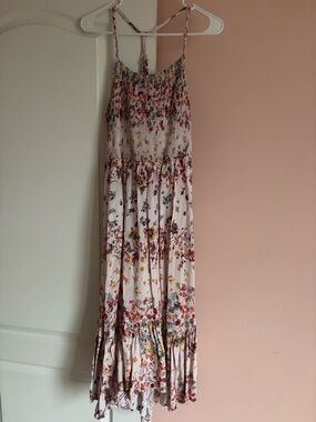 Maurices Pink Floral Smocked Maxi Dress